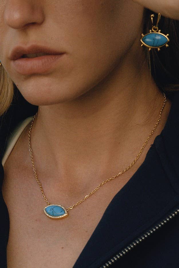 Waterproof Blue Stone Necklace