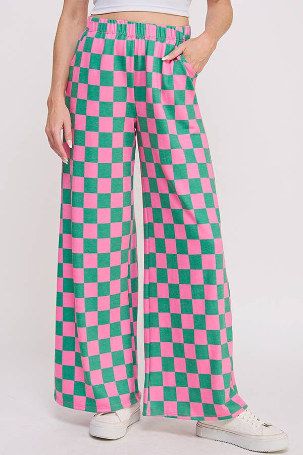 High Waist Checker Board Pants