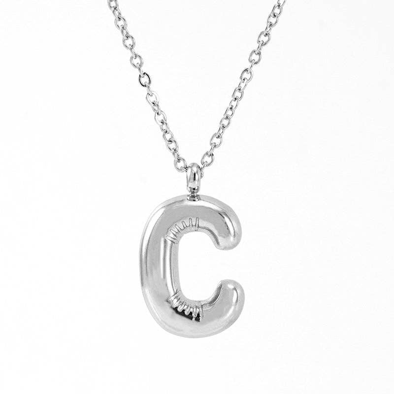 Silver Bubble Initial Necklace