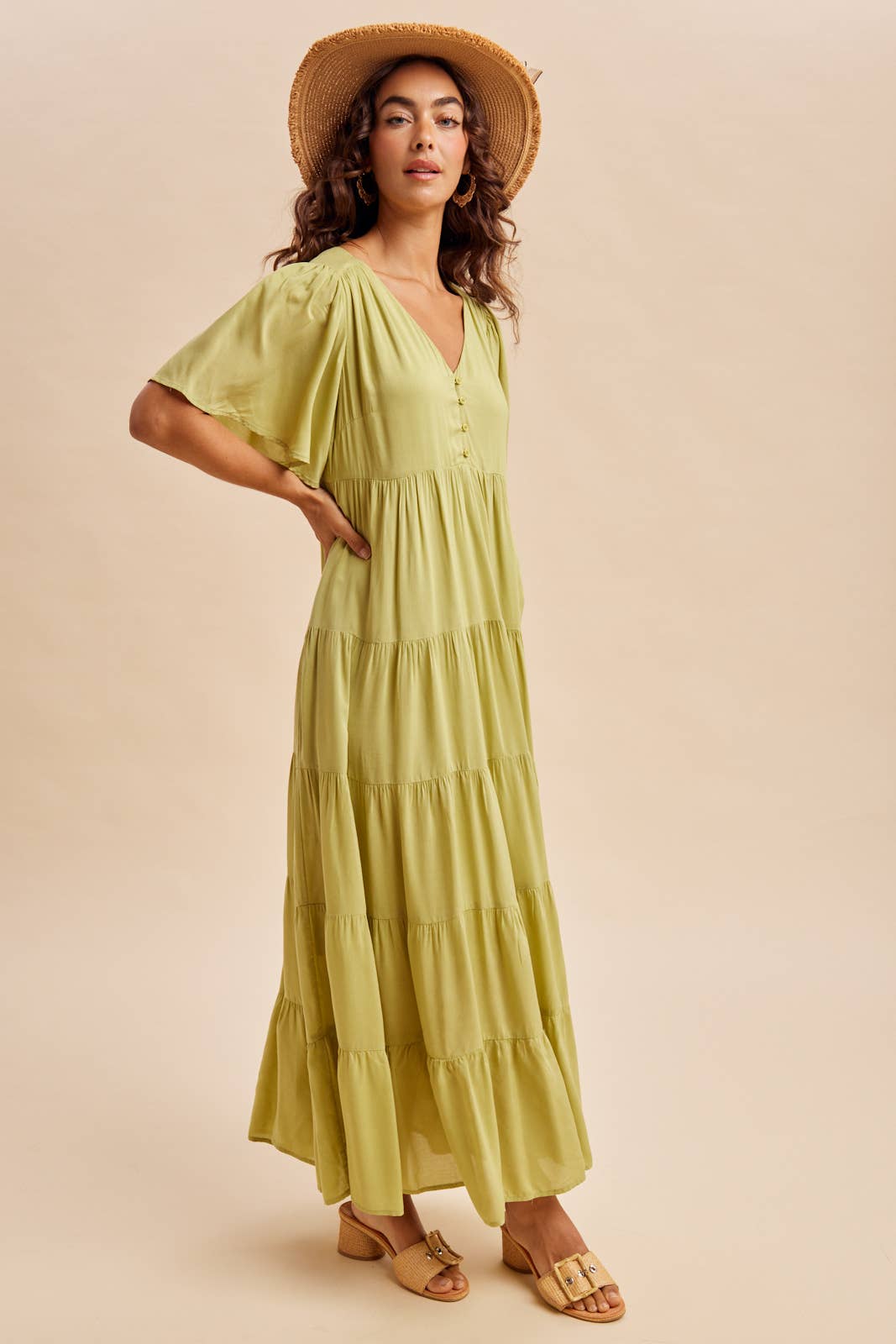 Apricot Flowy Maxi Dress