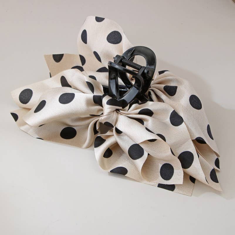 Polka Dot Bow Hair Claw Clip