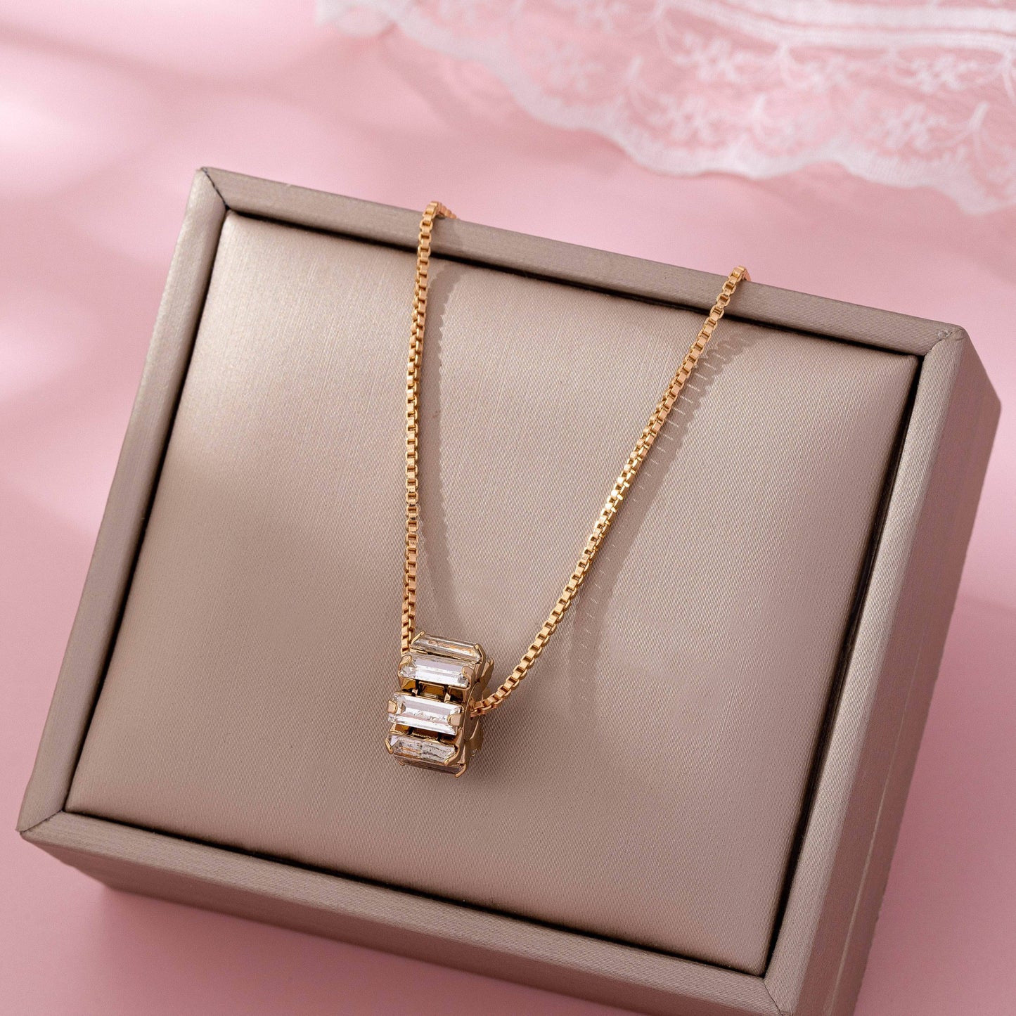 Crystal Barrel Pendant Necklace