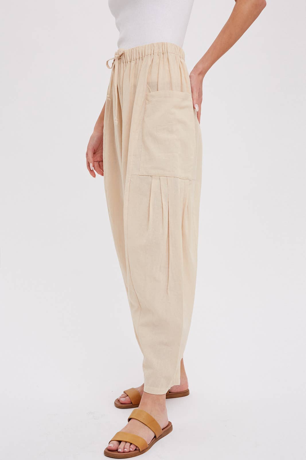 Linen Blend Wide Leg Pants