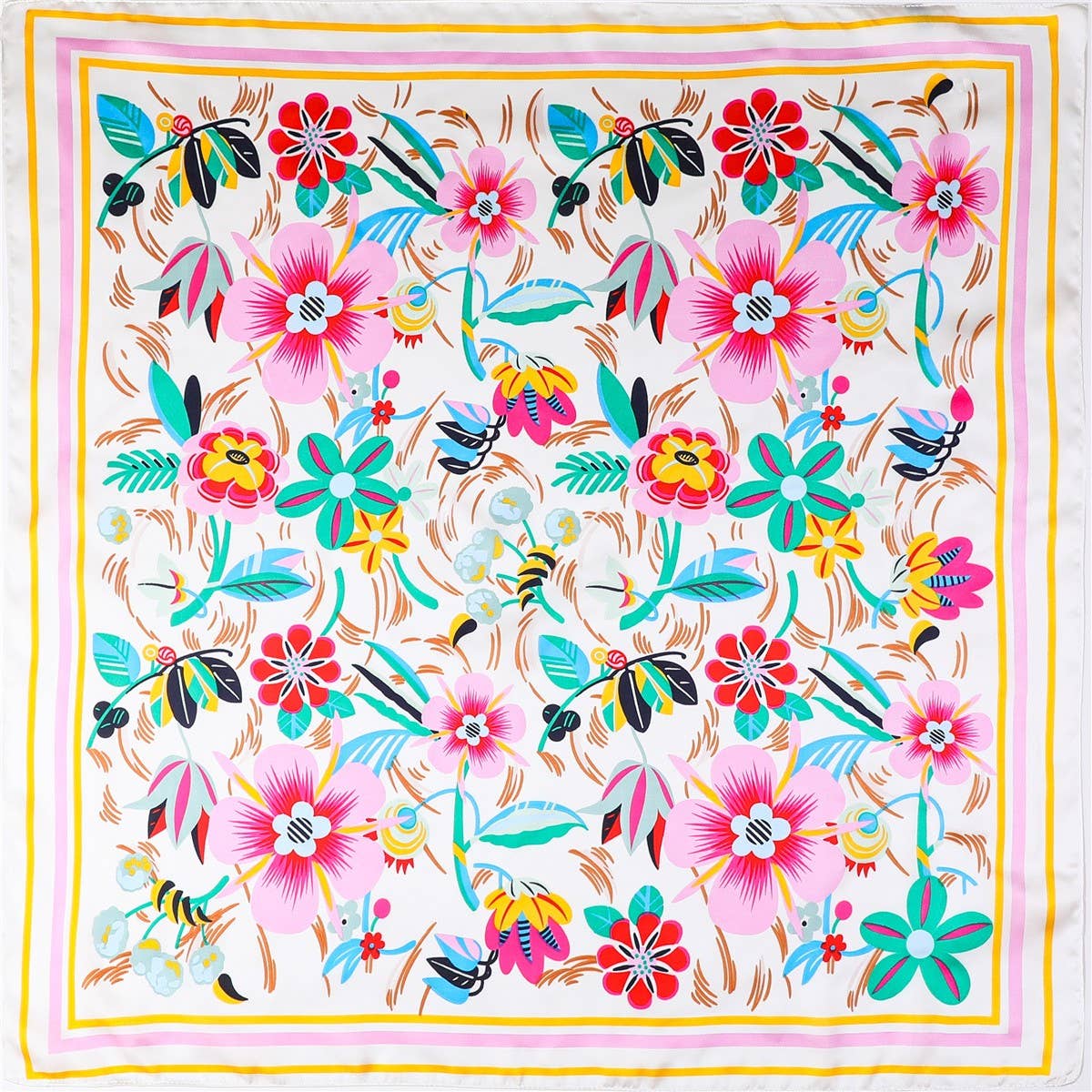 Bright Floral Silk Scarf