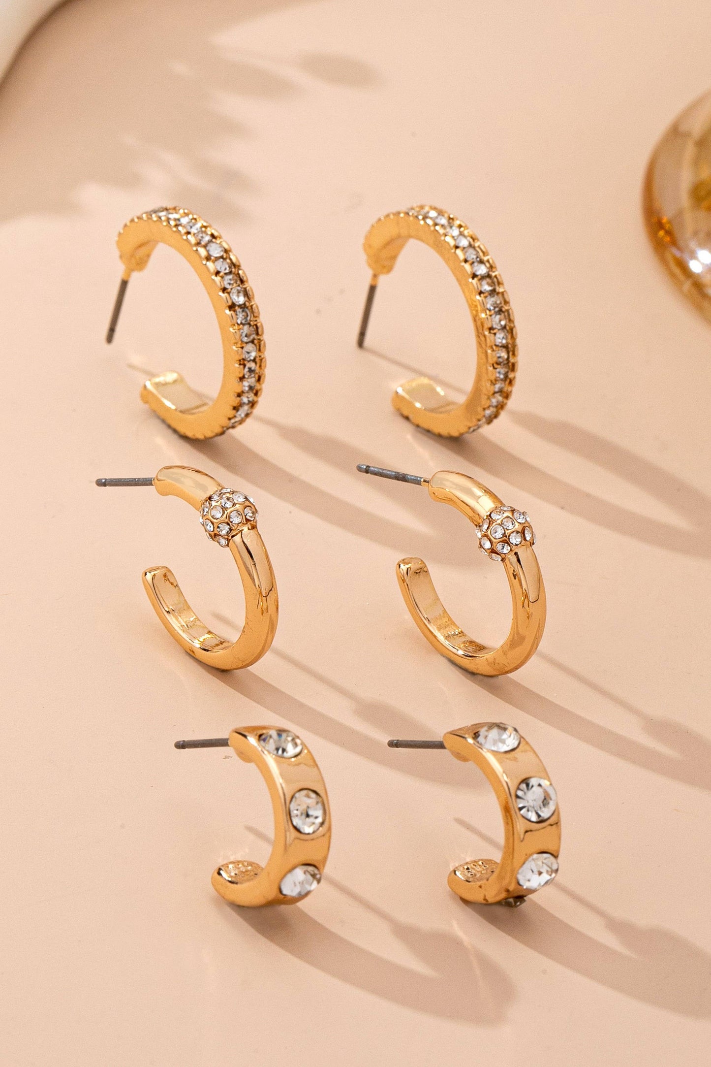 Studded Huggie Hoop Earring Set