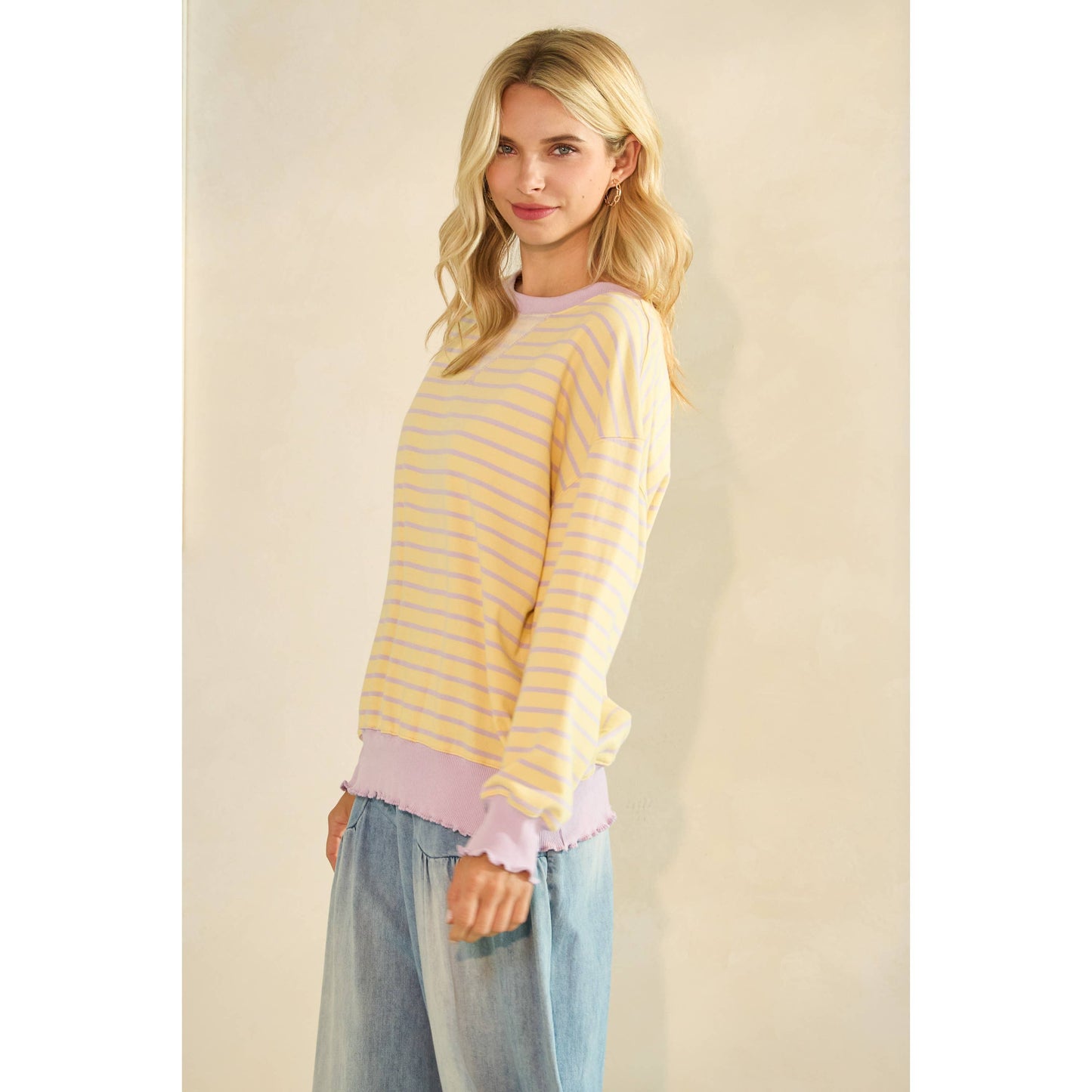 Striped Knit Long Sleeve Top