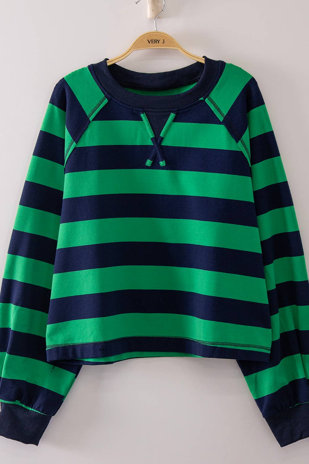 Striped Detail Cropped Long Sleeve Top
