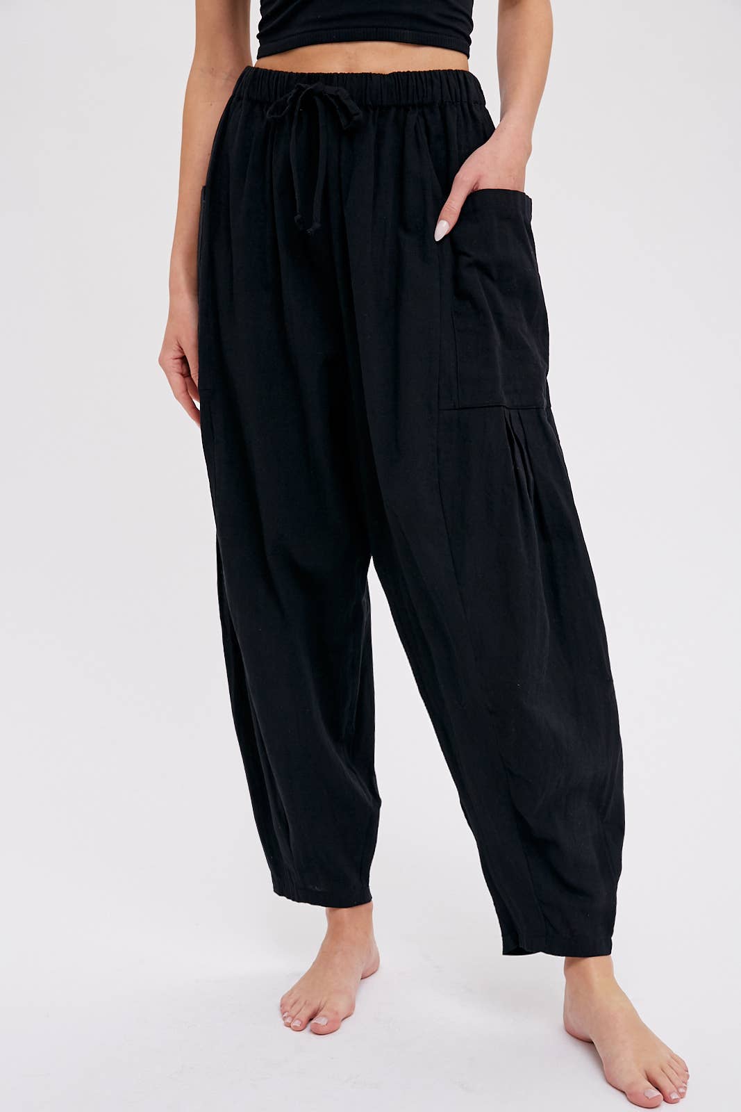 Linen Blend Wide Leg Pants