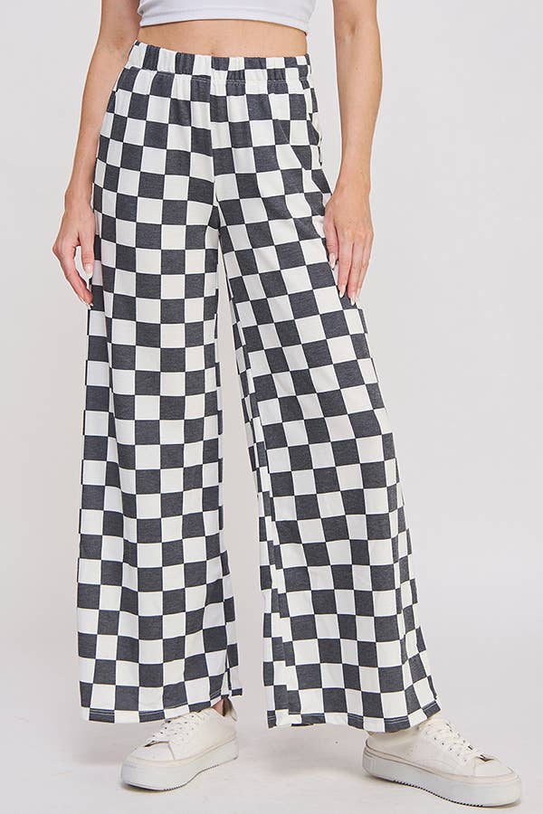 High Waist Checker Board Pants