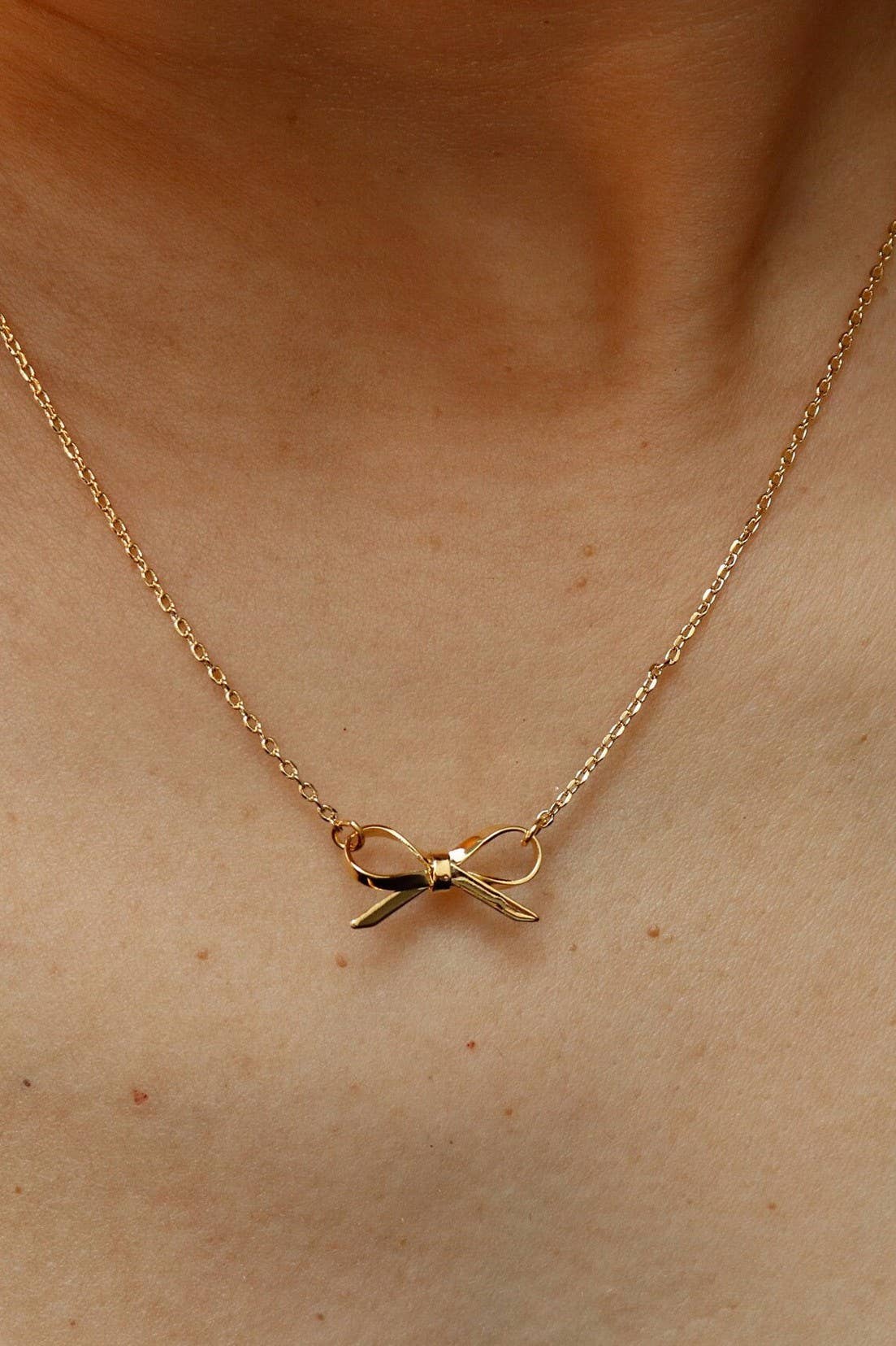 Waterproof Dainty Bow Necklace