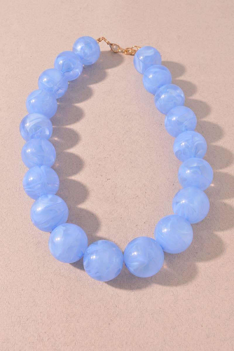 Marbled Round Beaded Statement Necklace