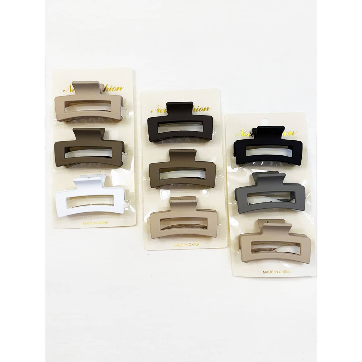 Neutral Mini Rectangle Hair Clip Set