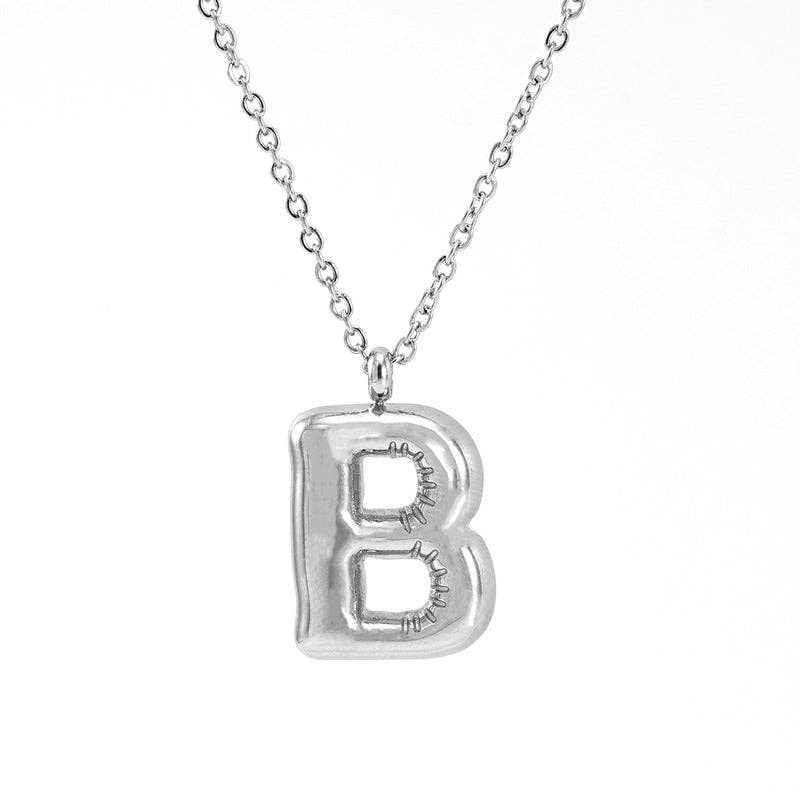 Silver Bubble Initial Necklace