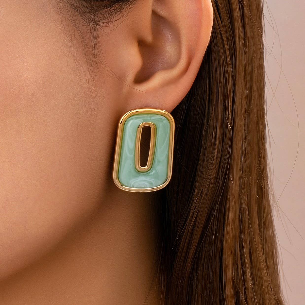 Enamel Sage Cutout Earrings