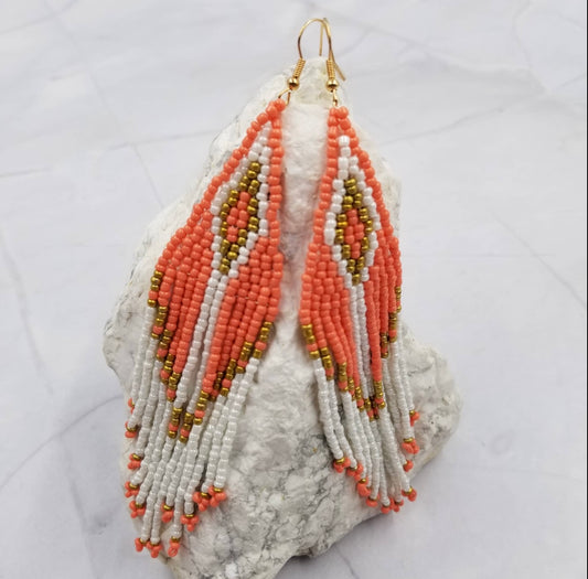 Boho Chic Bead Fringe Earrings